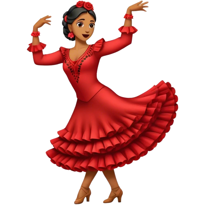 Cinematic Realistic Flamenco Pop Culture Emoji, featuring an expressive portrayal of traditional Spanish dance rendered with dynamic textures and passionate, vibrant lighting. emoji