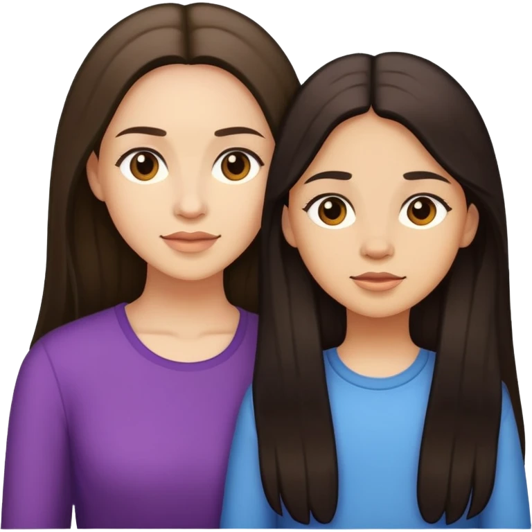 Mother and daughter with Lightskin and Long Dark Hair emoji