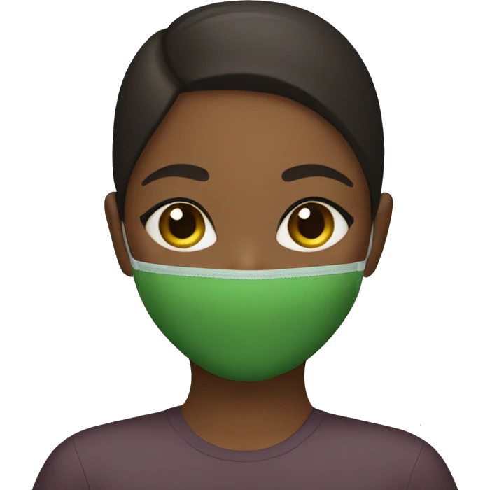 brown girl wearing a green face mask emoji