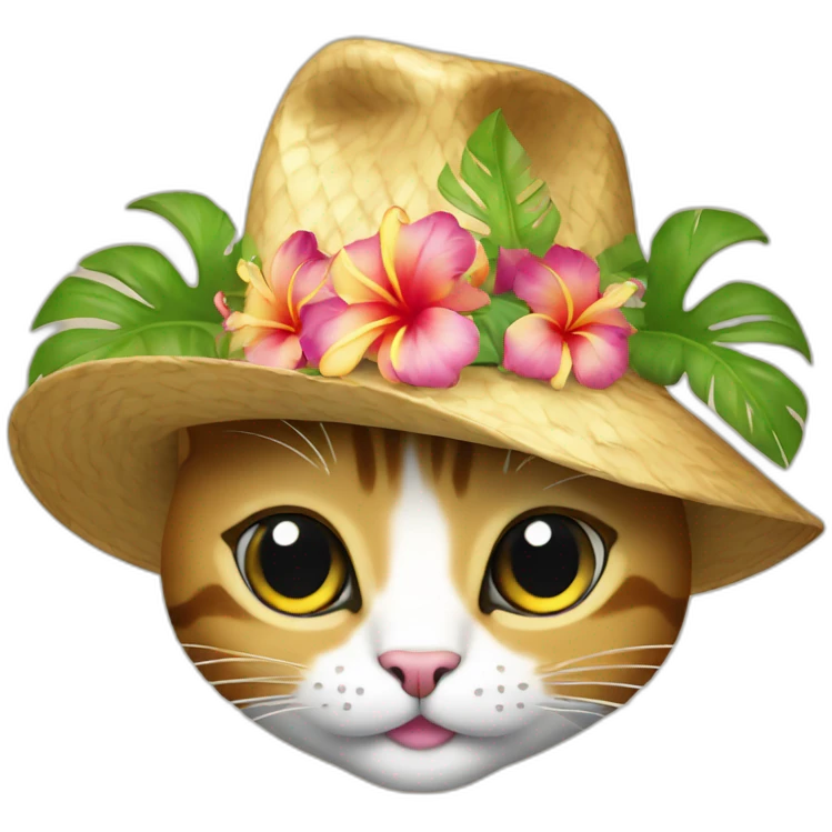 cat with a hawaian hat emoji