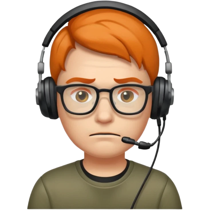FROWN EXPRESSION WITH GLASSES GAMER WITH HEADSET emoji