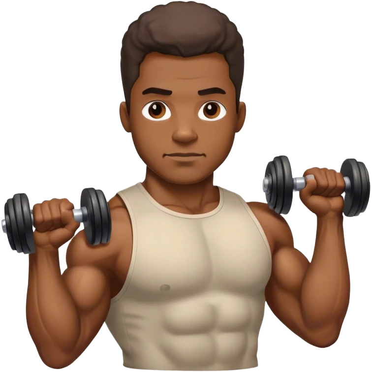 African-American man Arm curling dumbbell with veiny biceps emoji