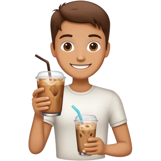 Cheers with ice coffee emoji