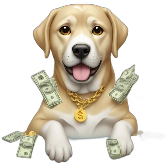 Rich dog money rain emoji