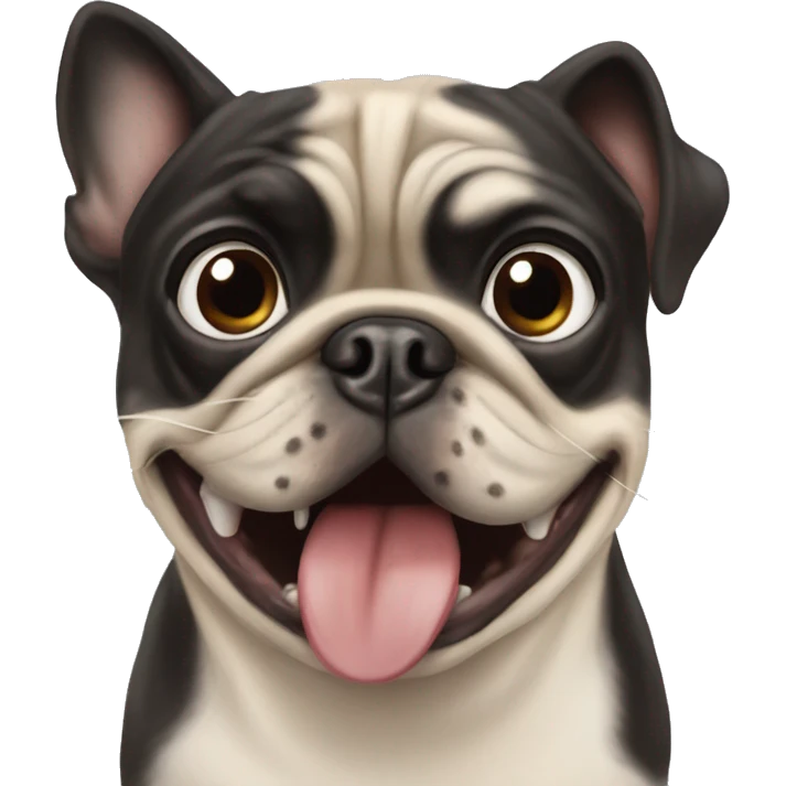 Pug barking at Boston terrier emoji