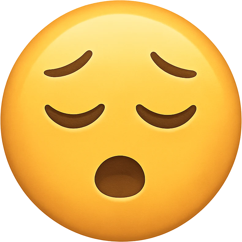 yellow face with sleepy expression emoji, digital illustration, no background emoji