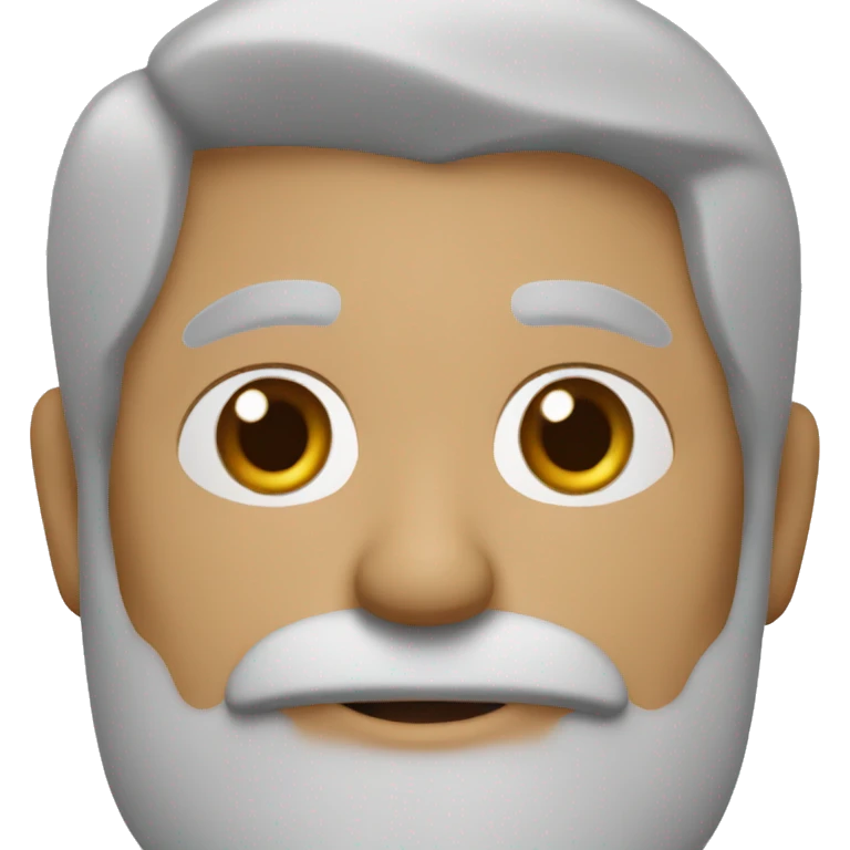 A 58-year-old man with salt and pepper hair and a gray beard with hazel eyes emoji
