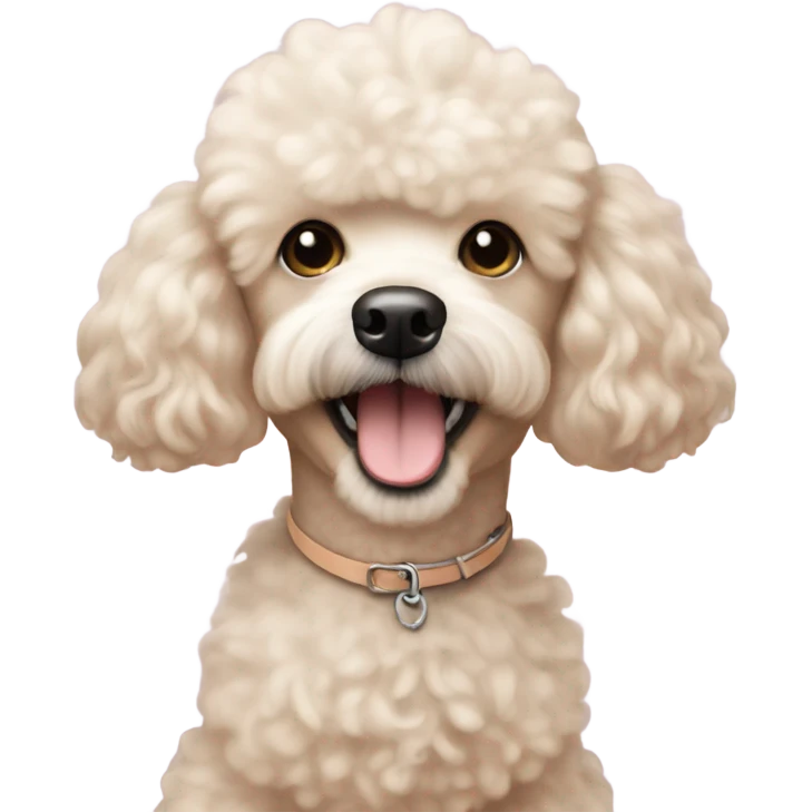 mini white albaricoque poodle smiling  emoji
