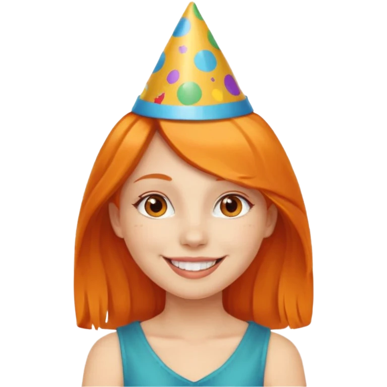 party hatted orange haired girl emoji