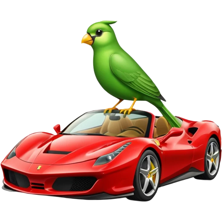 A green bird with ferrari car emoji