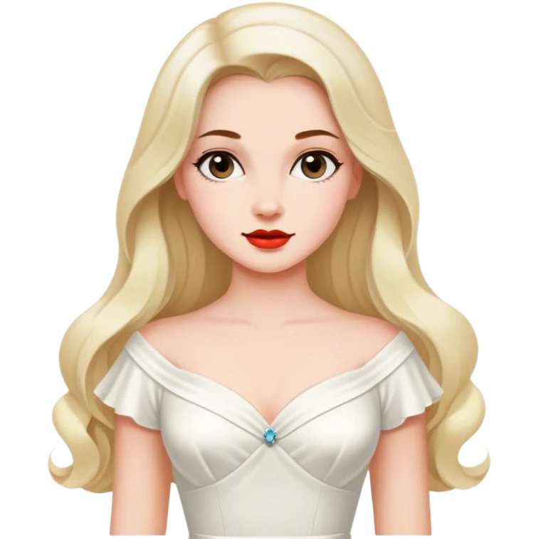 Beautiful woman in 1950’s woman fashion look, white dress, long hair emoji