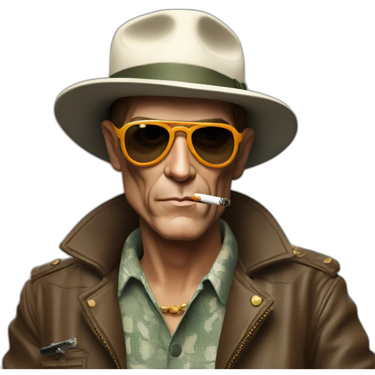 Hunter S Thompson with cigarette emoji