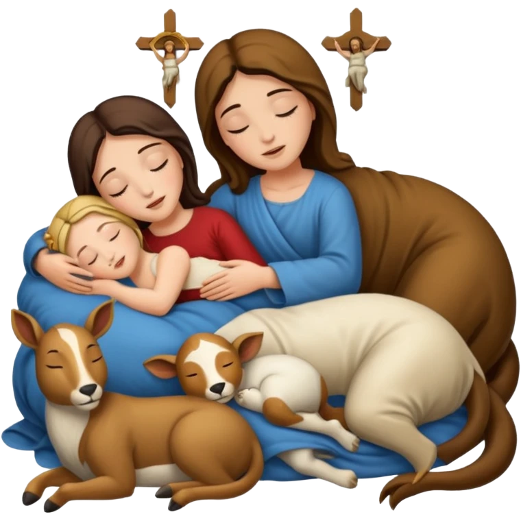Marie Joseph Jesus et les animaux font tous dodo emoji