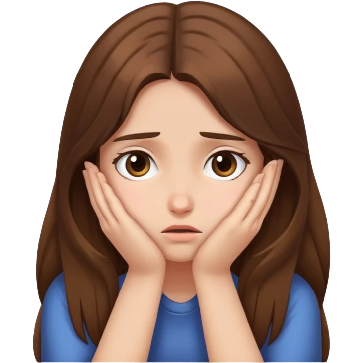  girl ashamed of herself of hiding face in hands with long brown hair emoji