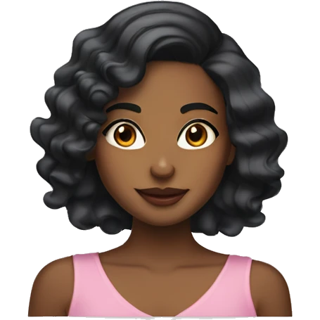 brownskin girl with side part body wave black hair and lash emoji