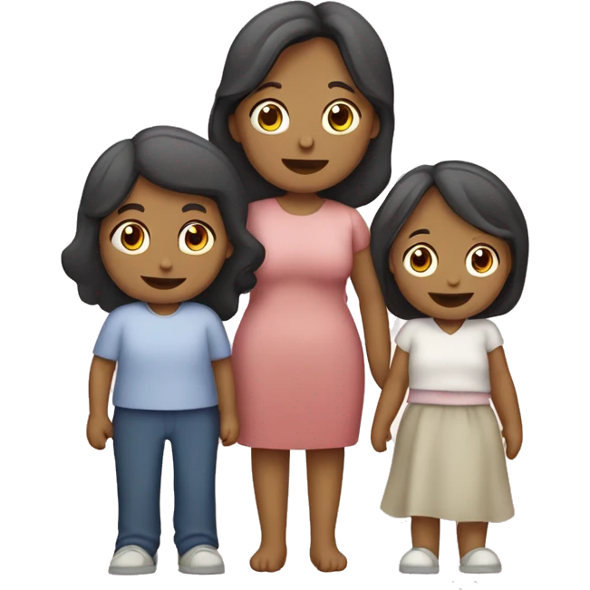 Familia de 5 personas, mamá albina, hijo mayor, hija mediana niña, hijo menor emoji