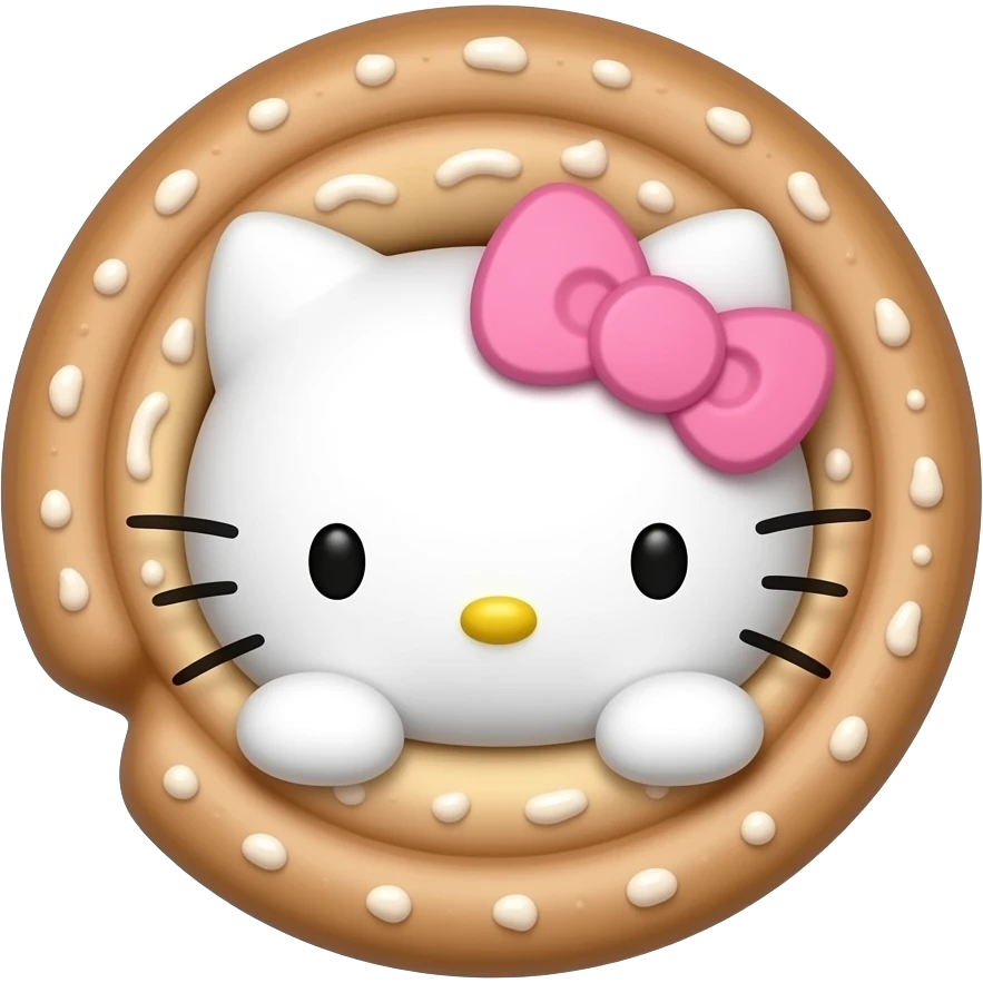 Light Pink Hello kitty with a cinnamon roll emoji