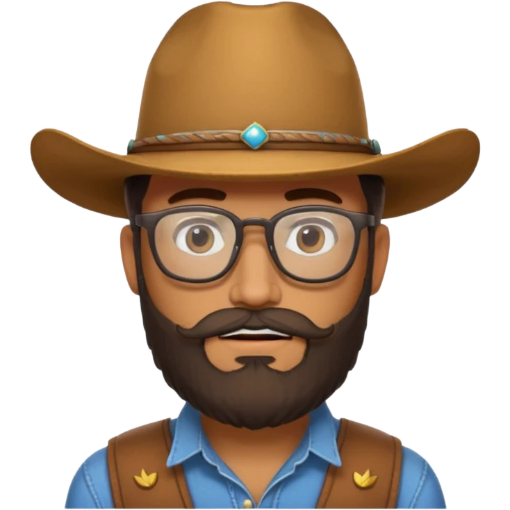 bearded cowboy with one glasses emoji