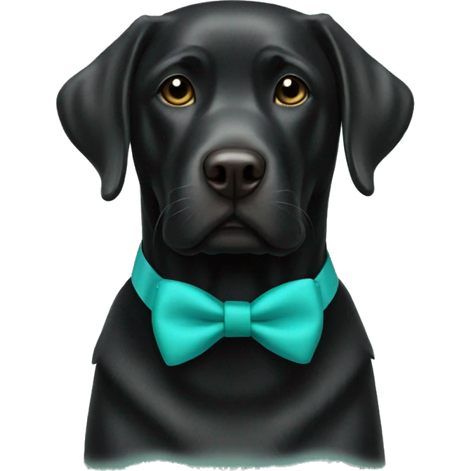 Black Labrador with turquoise bow tie emoji