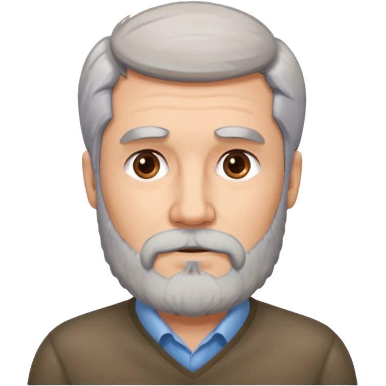 Grey haired bearded man thinking about a pretty brunette woman emoji