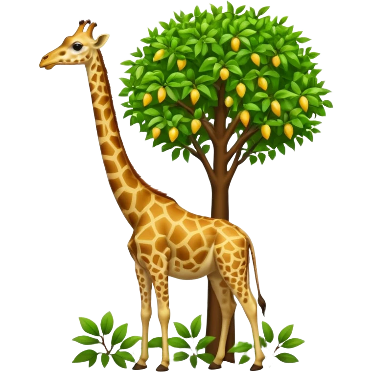 giraffe eating leaves from a tree emoji