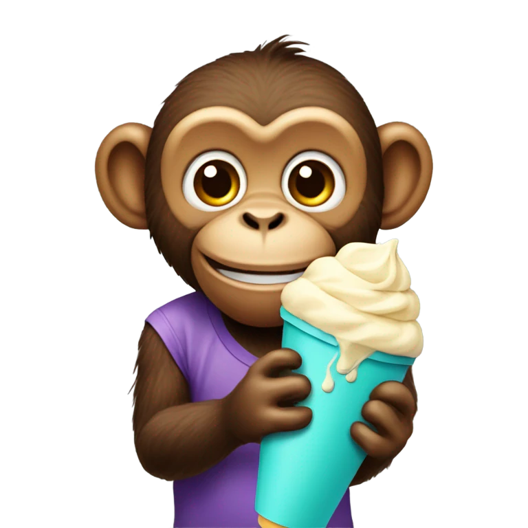 Monkey with ice cream emoji