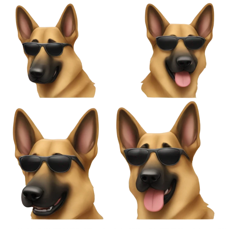 German shepherd with sunglasses emoji