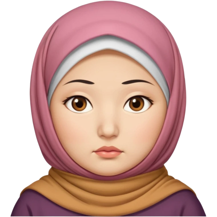 ASIAN WOMAN WITH HIJAB, CHUBBY, SERIOUS FACE emoji