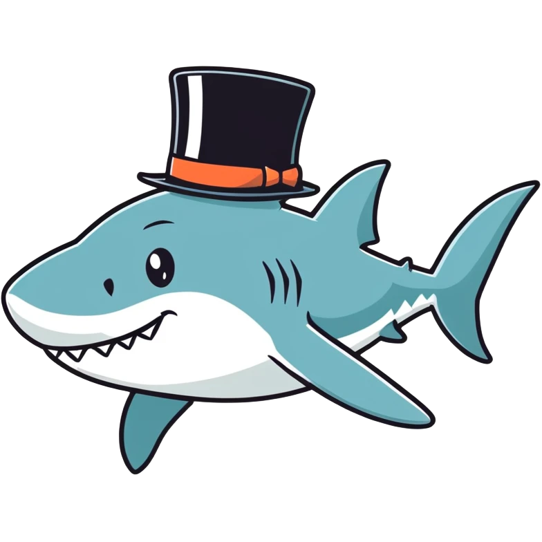 Shark with a top hat emoji
