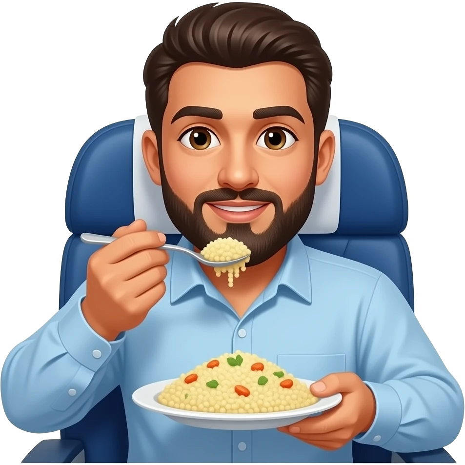Mohamed couscous qui mange du couscous sur un avion emoji