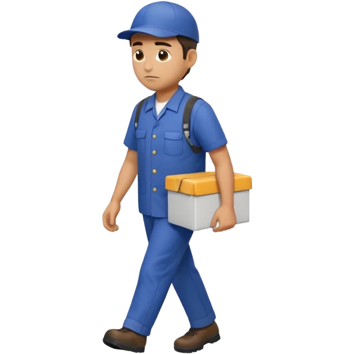 emoji of delivery man is going somewhere to the right , he is sad, he is dressed in work uniform emoji
