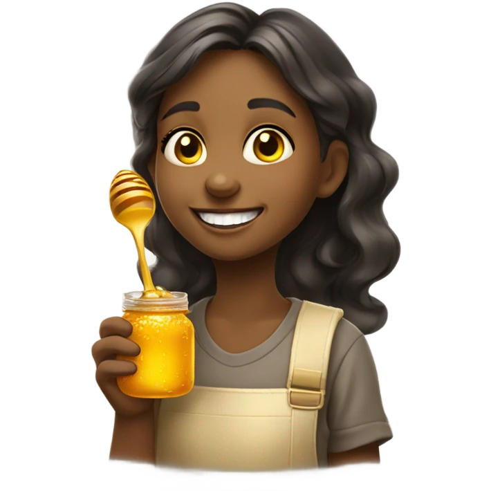 A girl eating honey emoji