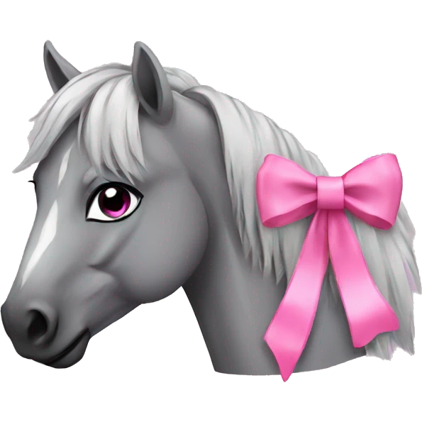 Grey mustang with pink bow emoji