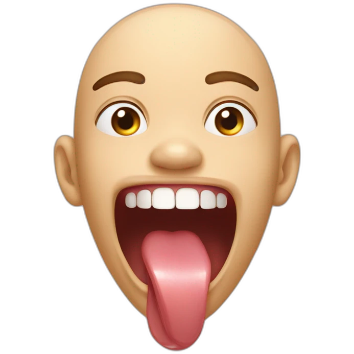 tongue to the roof of mouth, open mouth, defined jawline emoji