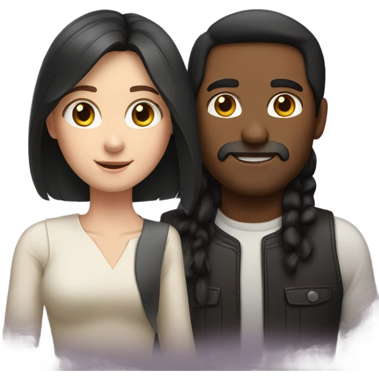 White couple with black hair girl and long brown hair man  emoji