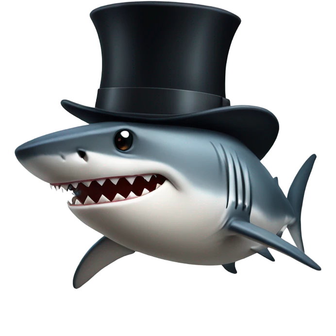 Shark with a top hat emoji