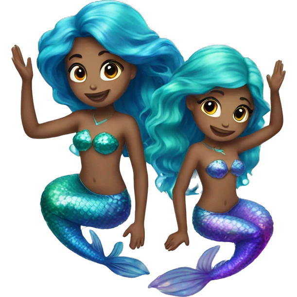 two mermaids, colorful, shimmer, beautiful, aesthetic emoji
