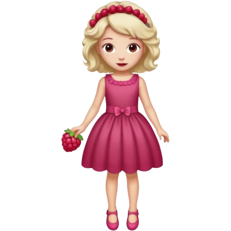 Raspberry torte human girl full body and legs with a raspberry barrette on her hair without a cake emoji