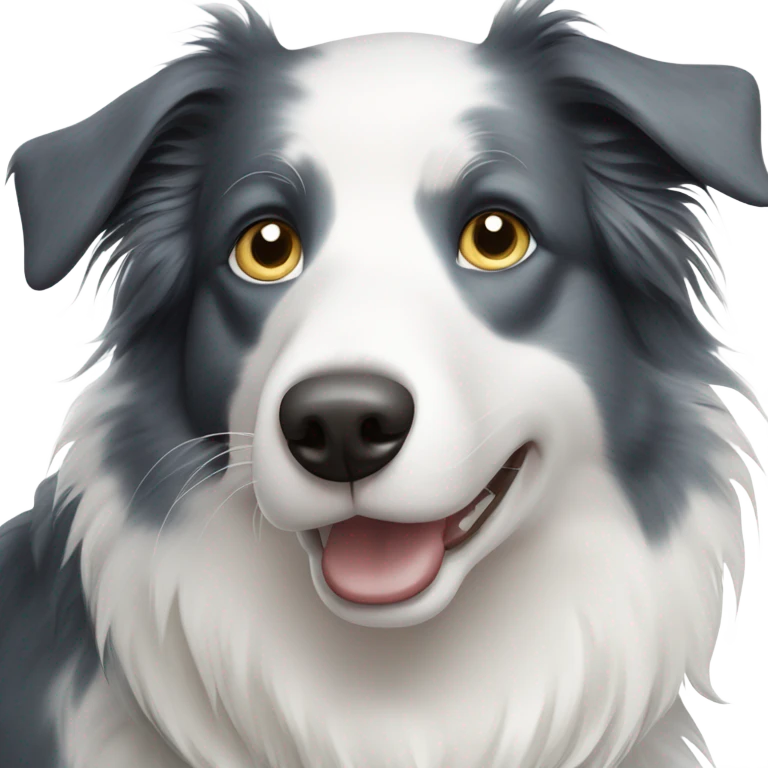white blond border collie with dots and blue eyes emoji