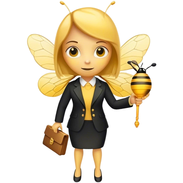 a bee in an office suit with keys in her hand.  emoji