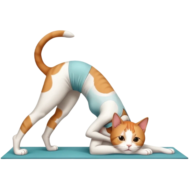 cat in downward dog yoga pose, triangle pose with raised hips emoji
