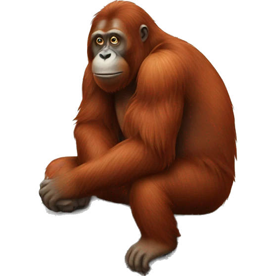 Orangutan sitting on a rock emoji