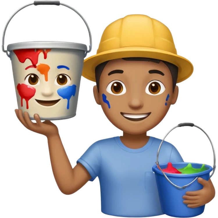 Poster Paster + bucket, Street Artist. emoji
