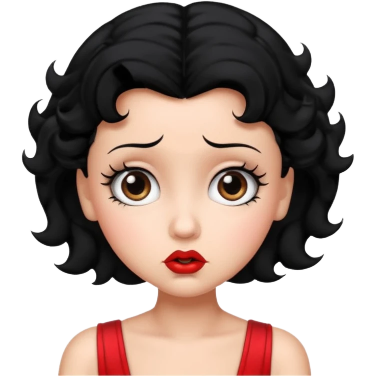 Do not change the face I already created, I want her with Betty boop face and black hairstyle confused emoji