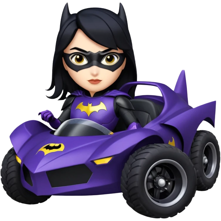 1:14 scale racing sexy fitted Batgirl’s buxom attractively armored midnight-colored tight outfit tv series style dark knight stealthy accurate sporty safe plush deluxe off-road pursuit drifting prototype car (black hair, driving aggressively) rally vehicle  emoji