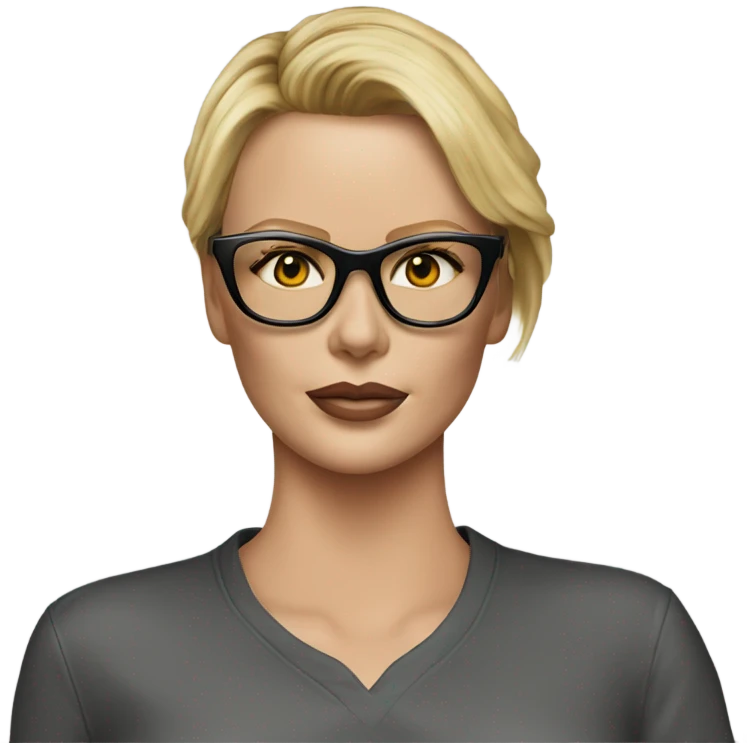 ultra realistic charlize theron wearing shirt and glasses  emoji