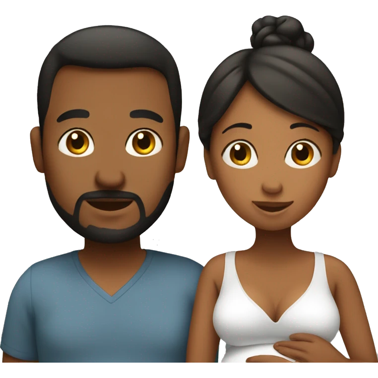 A pregnant woman with her husband  emoji