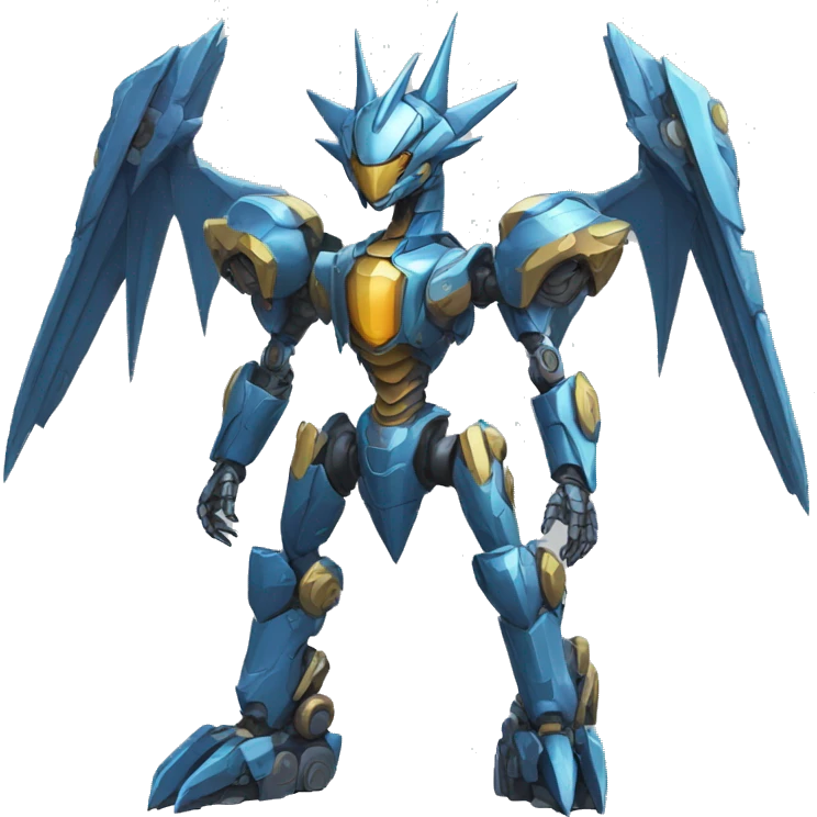 a futuristic mechanical spiky Medabot-Dragon full body emoji