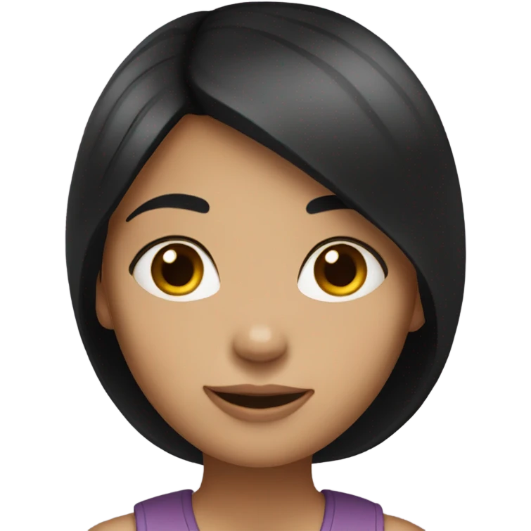 Straight black hair white girl emoji