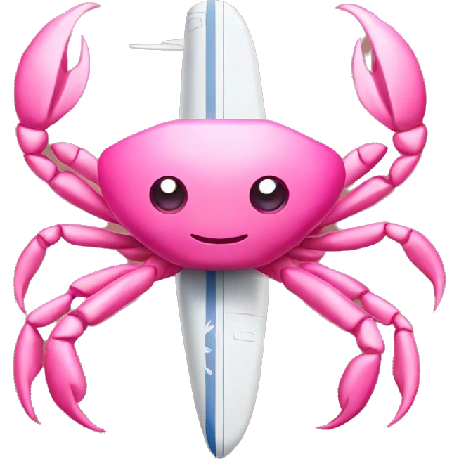 Pink crab on top of a plane emoji